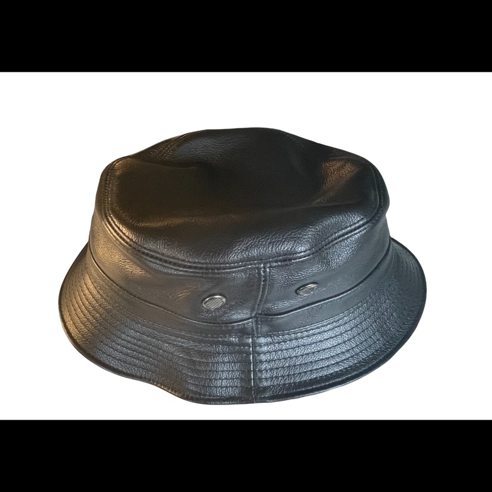Black Leather Bucket Hat